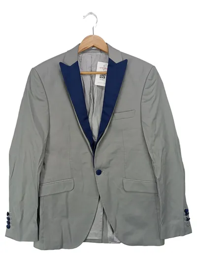 EKOL Premium Herren Sakko Gr. 46 Grau Blau Slim Fit Blazer Jacke