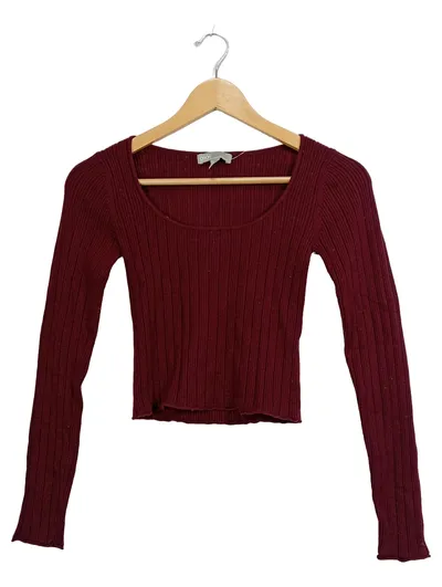 ASOS Damen Pullover Rippstrick Langarm Rot Gr. 36 S Freizeit Basic