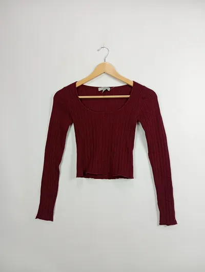 ASOS Damen Pullover Rippstrick Langarm Rot Gr. 36 S Freizeit Basic