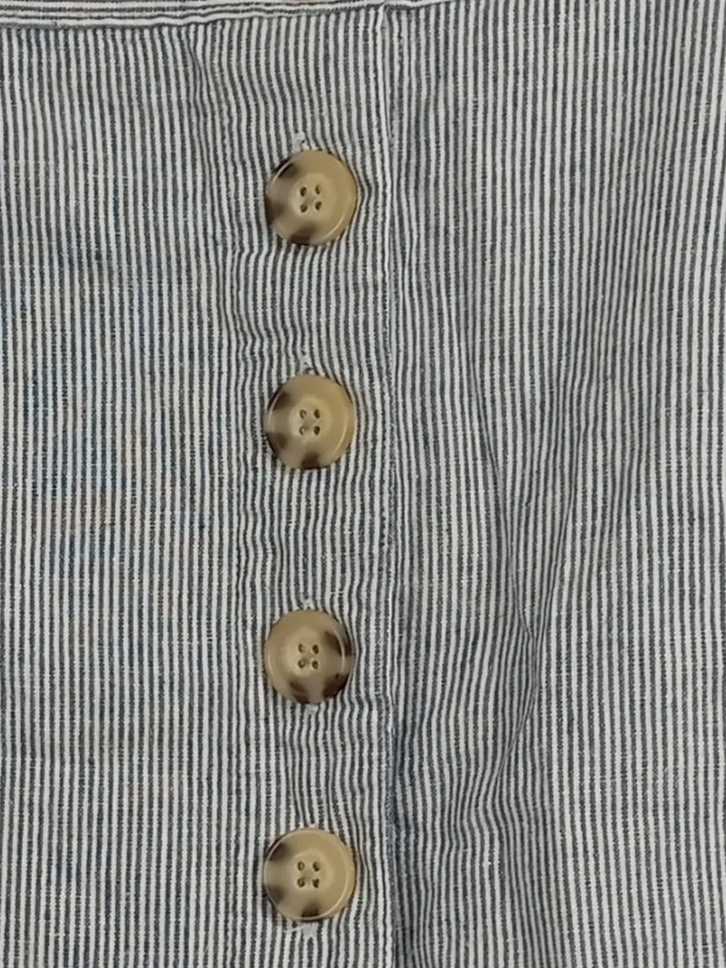 Abercrombie & Fitch Rock Damen Minirock Gr. 36/S Blau Gestreift Knöpfe Sommer 2