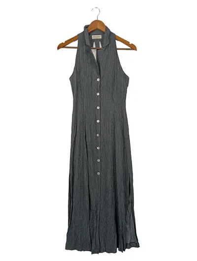 BANDOLERA Blusenkleid Damen 40/L Grau Elegant Maxikleid Hemdblusenkleid