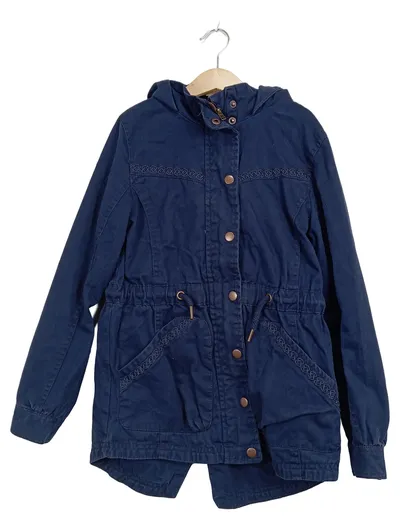 YIGGA Mädchen Parka Jacke Gr. 146 Blau Baumwolle Kapuze