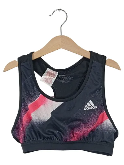 ADIDAS Sport BH Damen Gr. 164 Schwarz Grafisch AEROREADY