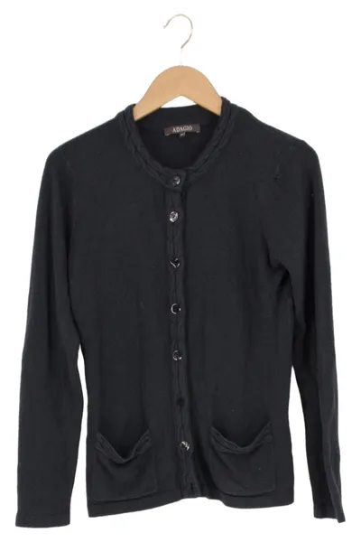 ADAGIO Damen Strickjacke Gr. 38 Schwarz Klassisch Cardigan