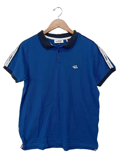 Le Shark Herren Poloshirt Blau Gr. L Baumwolle Logo Tape Casual