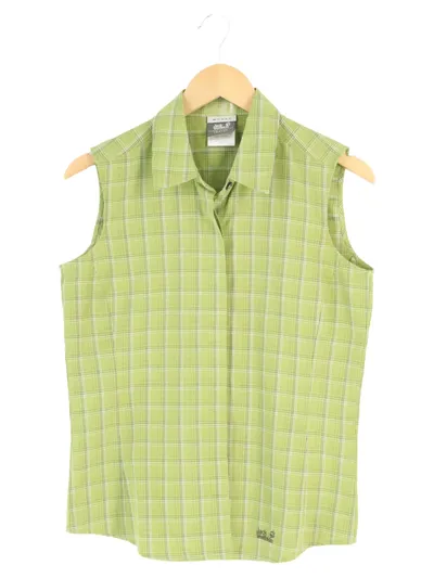 JACK WOLFSKIN Damen Freizeithemd 36/S Grün Kariert Outdoor Bluse