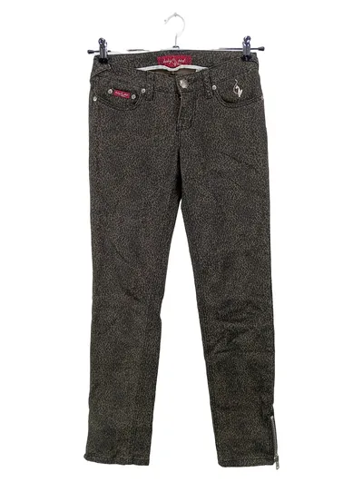 BABY PHAT Damen Jeans Skinny Fit W29/38/M Braun Tierdruck Reißverschluss-Details