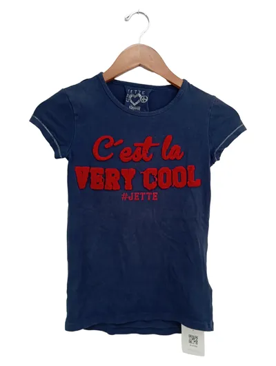 JETTE Kinder T-Shirt Gr. 140 Blau mit Schriftzug C'est la VERY COOL
