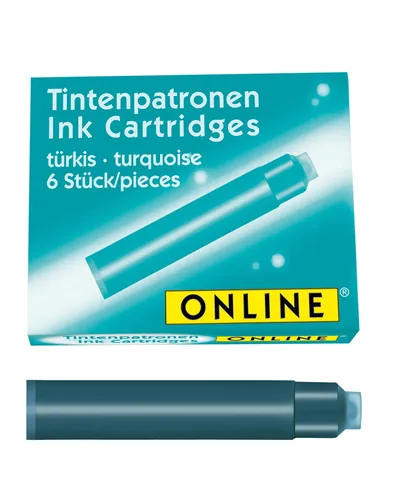 Online Tintenpatronen türkis 6 Stück für Füllhalter Stifte Nachfülltinte