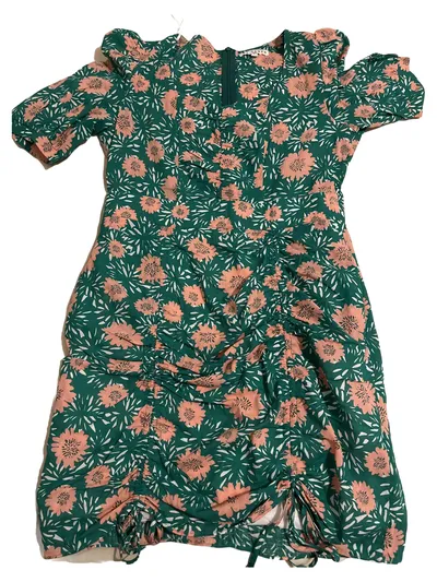 BY CLARA PARIS Damen Freizeitkleid Gr. 40/L Grün Floral Sommer Rüschen