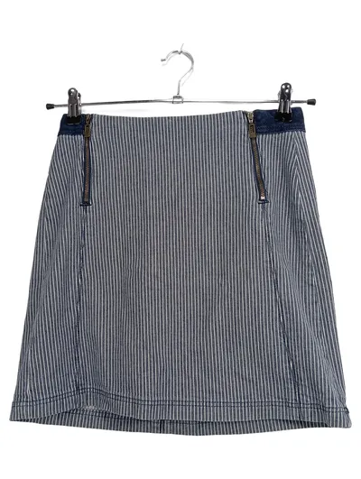Esprit Damen Minirock Gestreift Blau Gr. 34 XS Reißverschluss