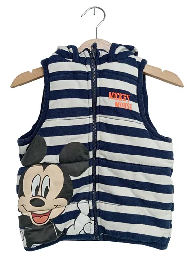 DISNEY Baby Warnweste Kinder Gr. 86 Blau Gestreift Mickey Mouse Kapuze