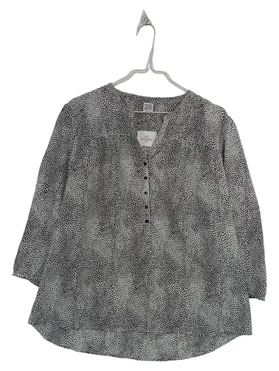 Saint Tropez Damen Bluse Gr. 38/M Animal Print Weiß Schwarz
