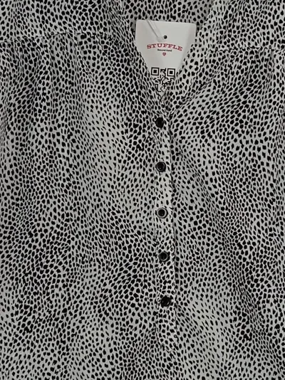 Saint Tropez Damen Bluse Gr. 38/M Animal Print Weiß Schwarz