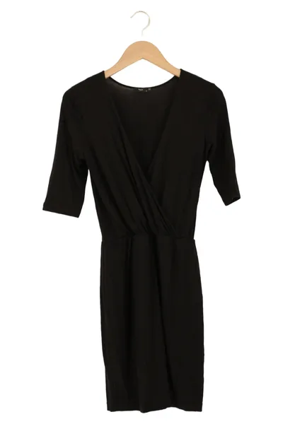 FILIPPA K Damen Freizeitkleid Wickelkleid Schwarz Gr. 34/XS Lyocell Elegant