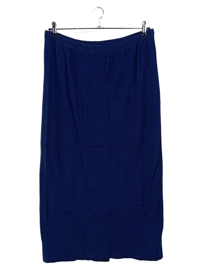 ULLA POPKEN Faltenrock Damen Gr. 50/52 Blau Klassisch Elegant Baumwolle Maxirock
