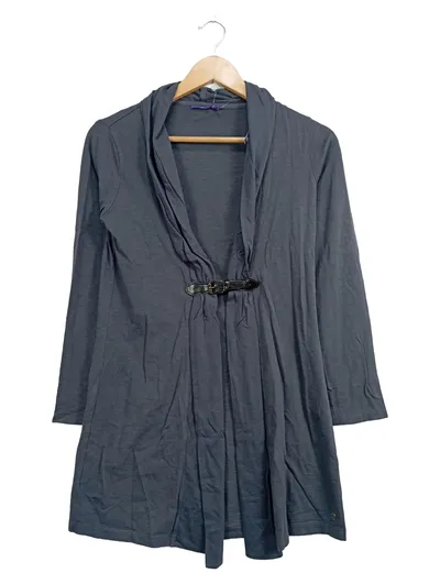 MEXX Damen Strickjacke Grau mit Gürtel Gr. 36/S Baumwolle Casual