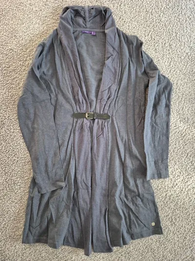 MEXX Damen Strickjacke Grau mit Gürtel Gr. 36/S Baumwolle Casual