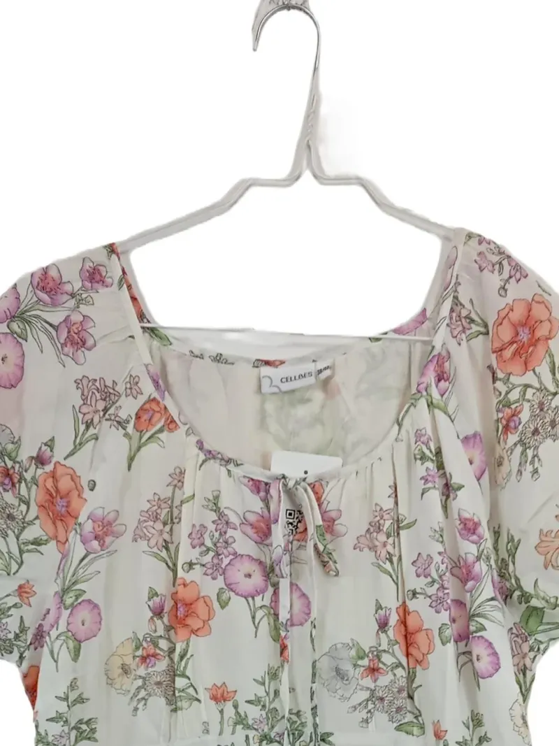 Cellbes Damen Sommerkleid Blumenmuster Gr. 38x40 Viskose Baumwolle Kurzarm Bunt 4