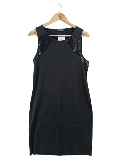 CONLEYS Etuikleid Damen Gr. 40/L Schwarz Elegant Pailletten Cut-Out