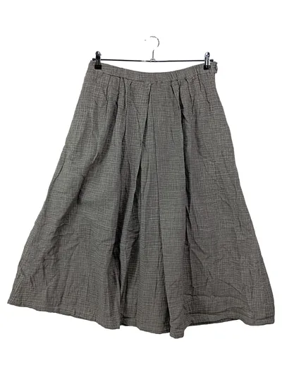 Kramer Design Faltenrock Damen Gr. 38 Grau Kariert Midi Baumwolle