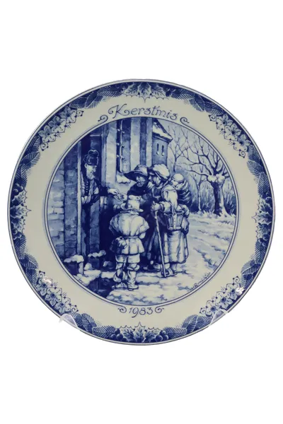 Delfts Sammelteller Kerstmis 1983 Weihnachtlich Blau Porzellan 24,5cm