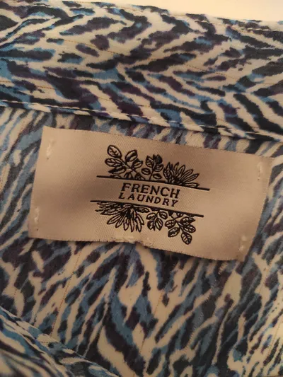 French Laundry Damen Bluse Gr. 38/M Blau Animal-Print Langarm