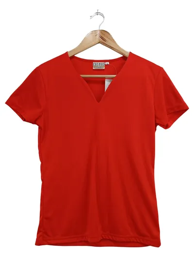 COSMOS Damen T-Shirt Rot Gr. 40/L Casual Uni Kurzarm