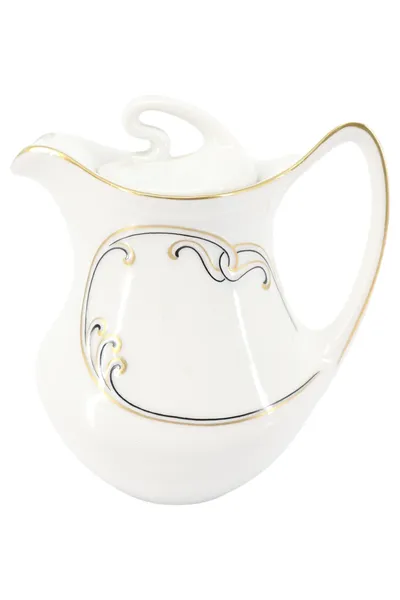 Jaeger Bavaria Kaffeekanne Porzellan Weiß Abstrakt Metallic 10cm Elegant