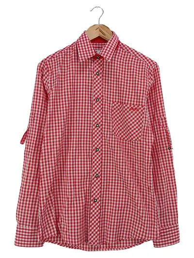 FUCHS TRACHTENMODE Damen Trachtenhemd 36/S Rot Kariert Langarm