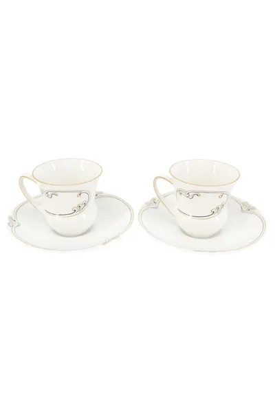 JAEGER BAVARIA Kaffeetasse Unterteller Set Porzellan Beige Elegant 4-teilig