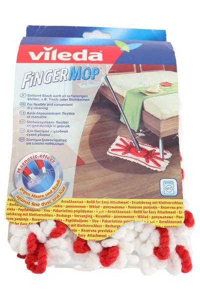 VILEDA Fingermop Wischmopp Ersatzbezug Rot Staub Haare Magneteffekt 40°C