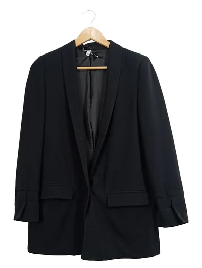 MANGO Blazer Damen Schwarz Business Jacke Gr. 36 S Langarm Polyester
