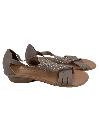RIEKER Sandaletten Damen Gr. 37 Grau Casual Modisch Strass Cut-Outs