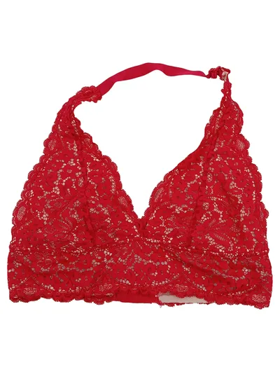 Hunkemöller Spitzen-Bralette Damen Rot Gr. M Neckholder Spitze BH