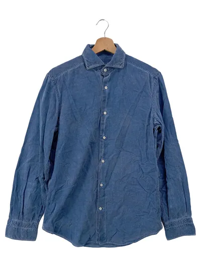 Boggi Milano Freizeithemd Herren Gr. 46/S Blau Klassisch Elegant Baumwolle
