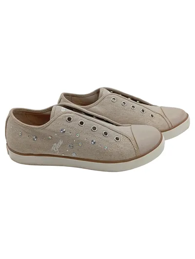 Geox Kinder Sneaker low Gr. 34 Beige Casual Freizeitschuh Strasssteine