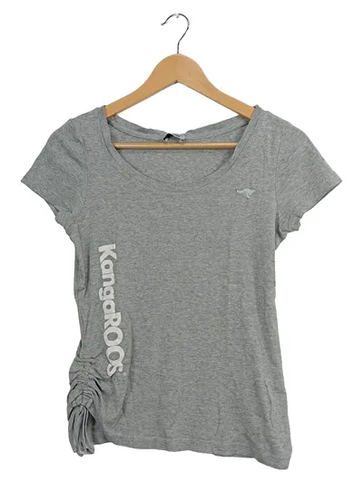 KangaROOS Damen T-Shirt Baumwolle Grau Meliert Gr. S/36 Kurzarm Freizeit