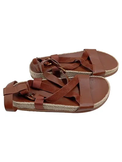 UTERQÜE Sandalen Damen Gr. 39 Braun Casual Minimalistisch Espadrille