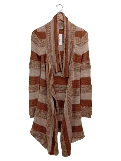 BOYSEN'S Strickjacke Damen 32/34 Braun Gestreift Vintage Cardigan