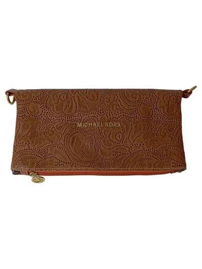 MICHAEL KORS Damen Umhängetasche Braun Leder Elegant Luxuriös 27x14cm