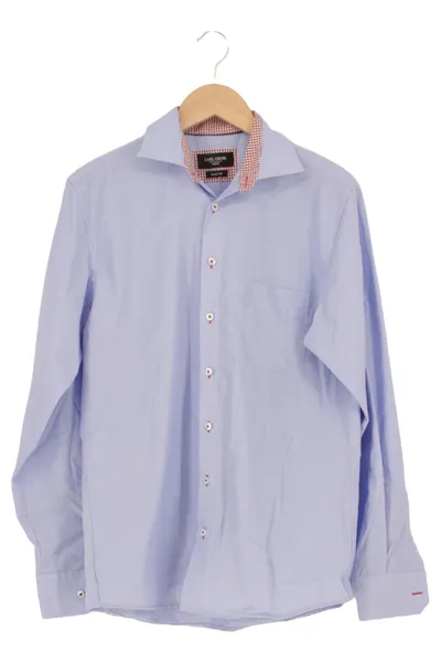 CARL GROSS Business Hemd Herren Gr. 39/48 M Blau Baumwolle Langarm