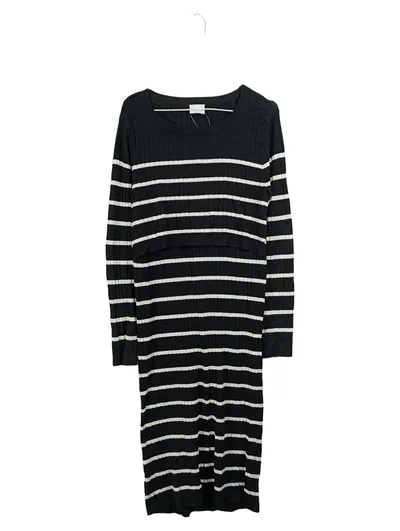 Mamalicious Strickkleid Damen Gestreift Rippstrick Midikleid Schwarz M 38