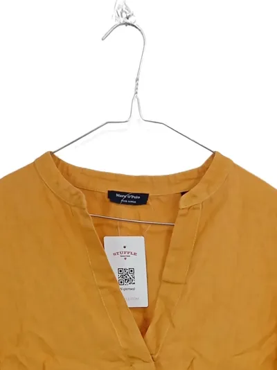 Marc O'Polo Damen Leinenbluse Gr. 38 Orange Kurzarm V-Ausschnitt