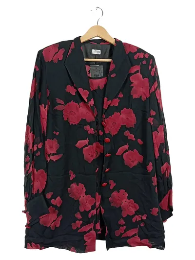Création Atelier GS Damen Blazer Blumenmuster Schwarz Rot Gr. 40