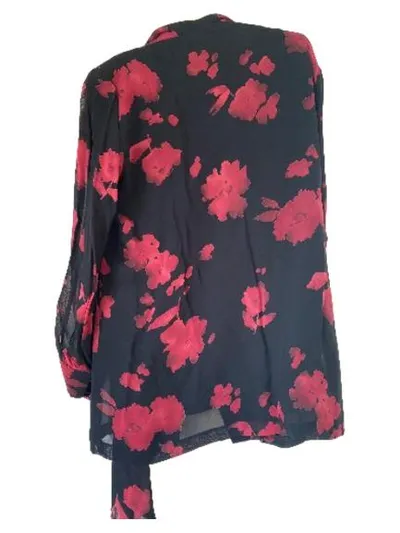 Création Atelier GS Damen Blazer Blumenmuster Schwarz Rot Gr. 40