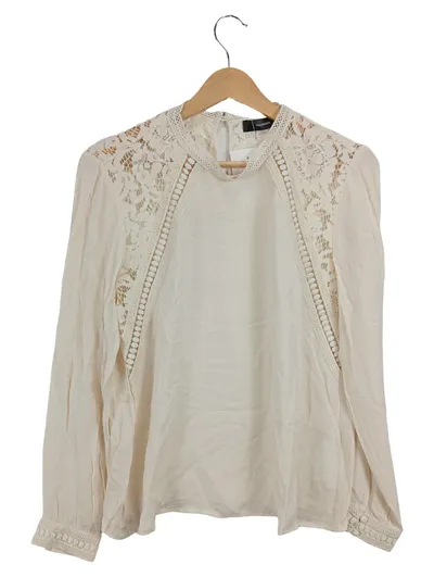 HALLHUBER Damen Bluse Gr. 38 M Beige Viskose Spitze Langarm