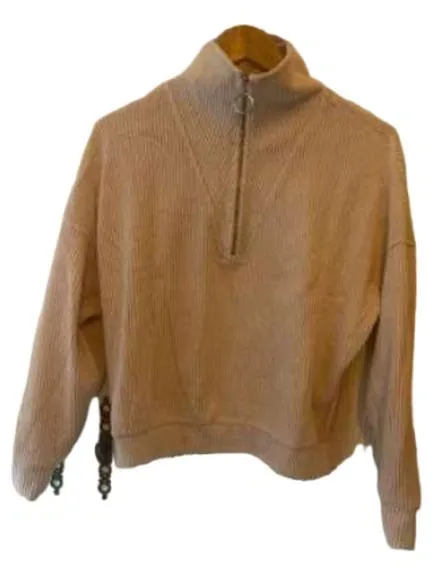 COTTON CLUB Pullover Herren M/38 Beige Rippstrick Half-Zip Casual 1