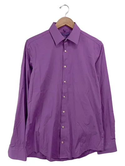 REDMOND Herren Business Hemd Gr. M/39-40 Lila Langarm Baumwolle Stretch