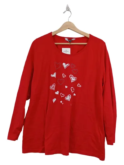 Ulla Popken Damen Langarmshirt Rot Herz-Print Gr. 46/48 Charmant